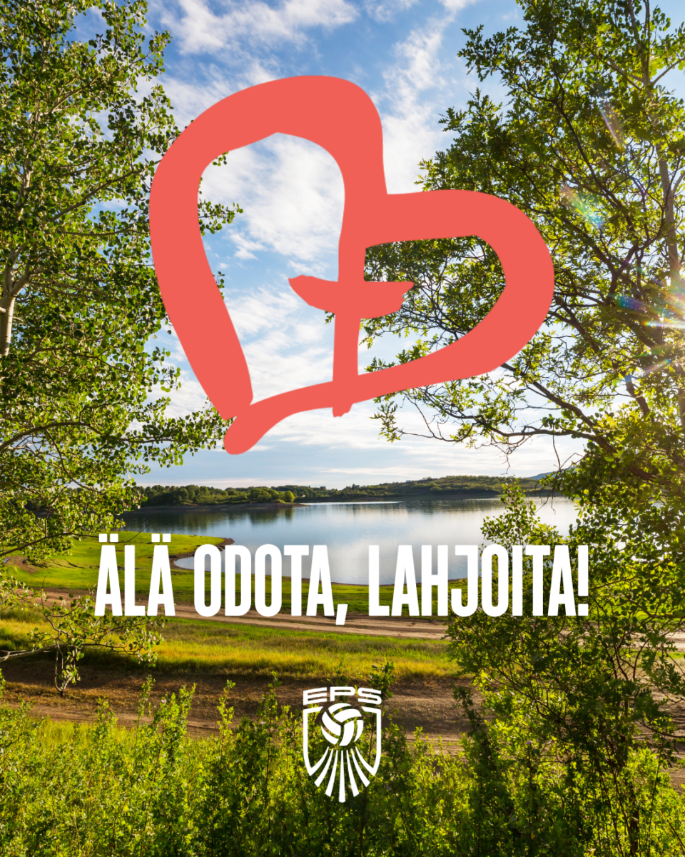 Maisemakuva, jonka päällä Yhteisvastuun ja EPS:n logot sekä teksti: "Älä odota, lahjoita!".